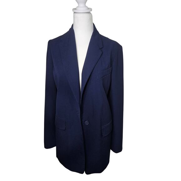 Victoria's Secret Body By Victoria Size 4 Blue Blazer With Cheetah Print Lining - Picture 1 of 11